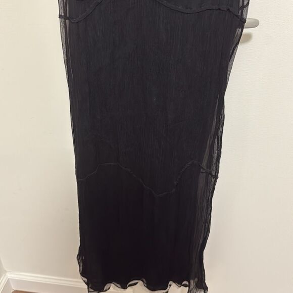 Max Studio Special Edition Black Silk Sheer Maxi Dress w/ Full Slip. Size 00. - Picture 4 of 7